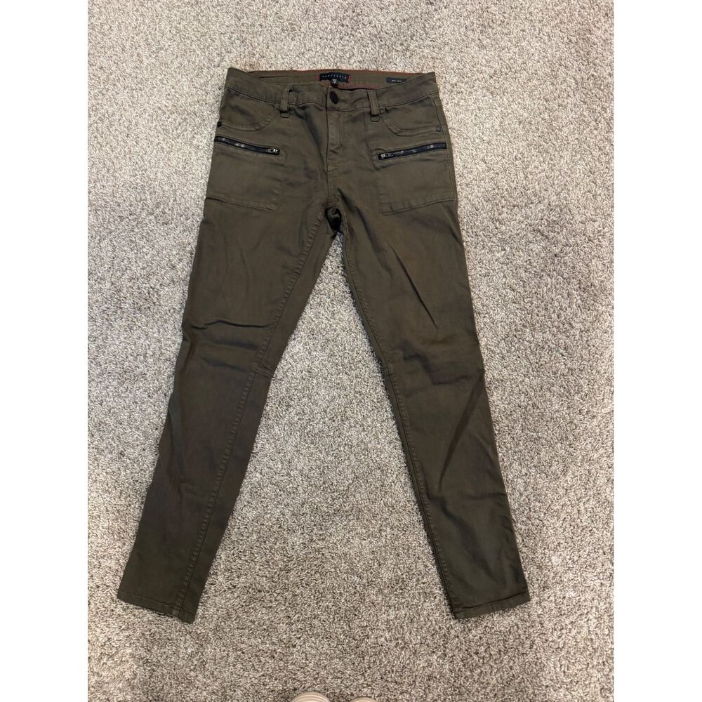 Sanctuary Ace Jean Womens 27 Olive Green Skinny Cargo Utility Moto Pants Zipper